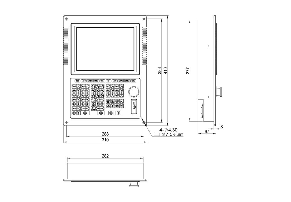 CC-M4 Cutting Numerical Controller assembly dimension diagram 